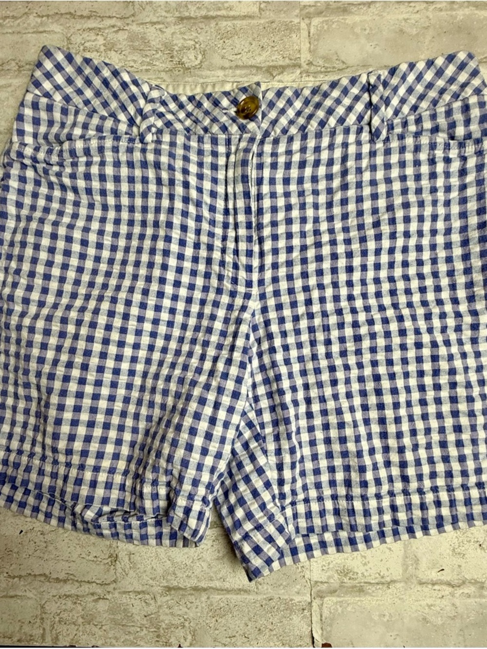 Lands End Shorts Womens 6 Seersucker Check Crisp Summer Vacation Mid Rise Travel